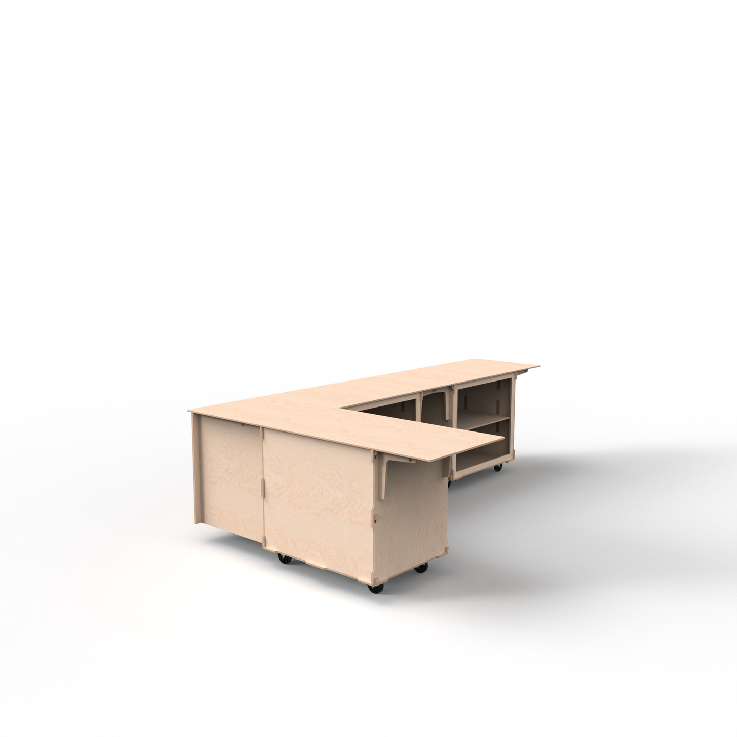 L-Shaped Mobile Display Counter with Corner & Straight Connectors