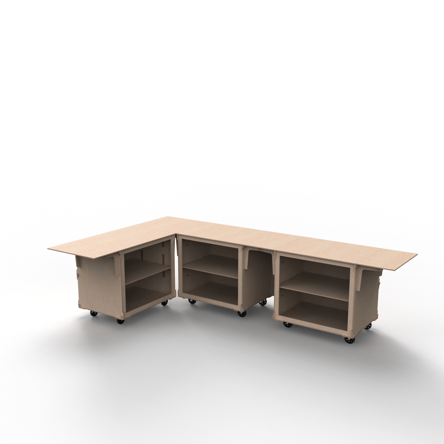 Open Corner Mobile Bar Setup – 3-Cart Modular Display Counter for Events & Pop-Ups