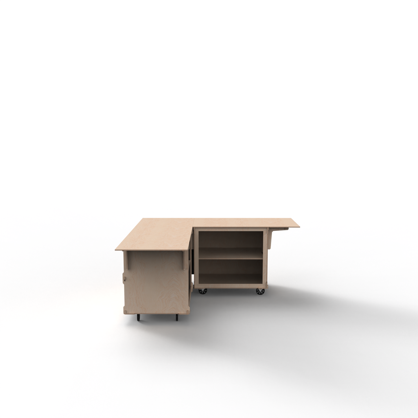 L-Shaped Mobile Cart System with Closed Corner – 2-Cart Modular Setup