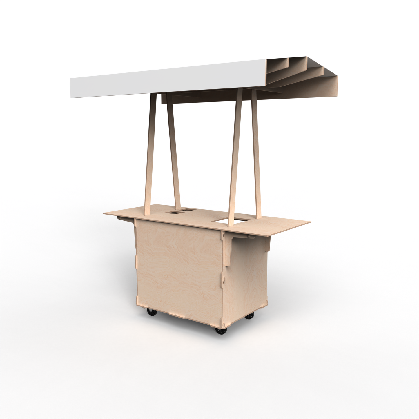 Mobile Coffee Cart with Fabric Roof Canopy