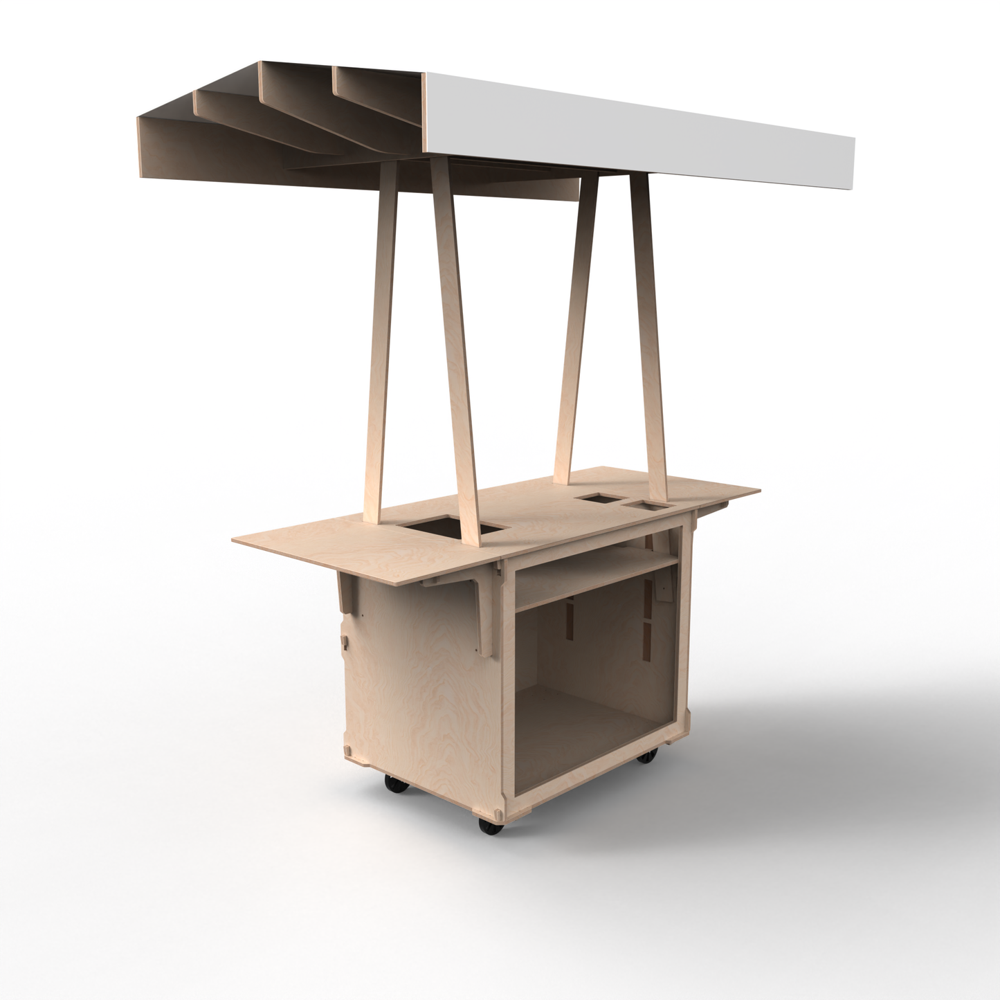Mobile Coffee Cart with Fabric Roof Canopy
