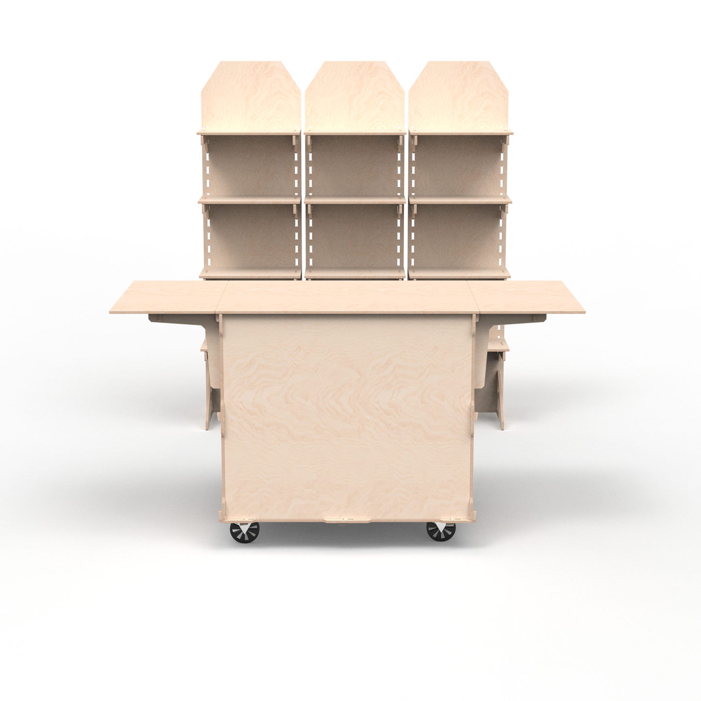 Mobile Coffee Cart and 3 Adjustable Display Stands Set