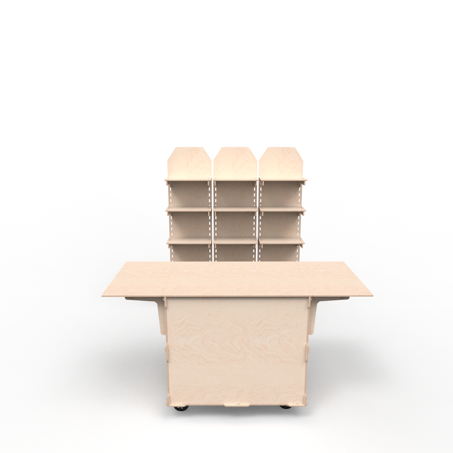 Mobile Coffee Cart and 3 Adjustable Display Stands Set