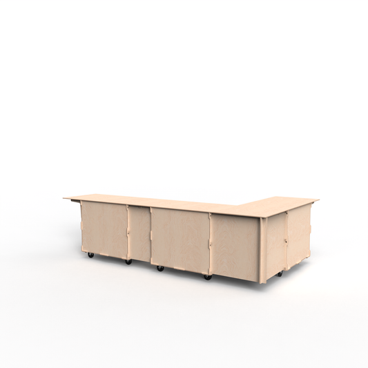 L-Shaped Mobile Display Counter with Corner & Straight Connectors