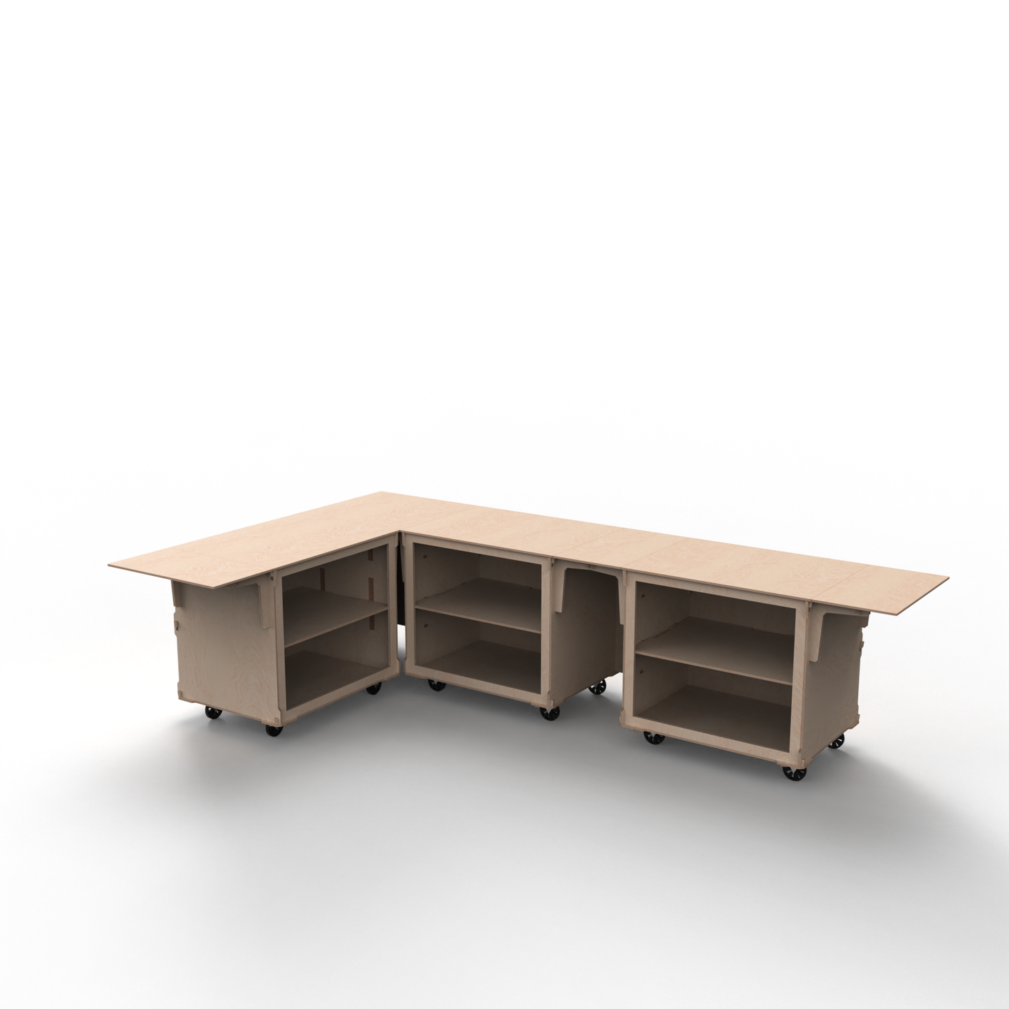 L-Shaped Mobile Display Counter with Corner & Straight Connectors