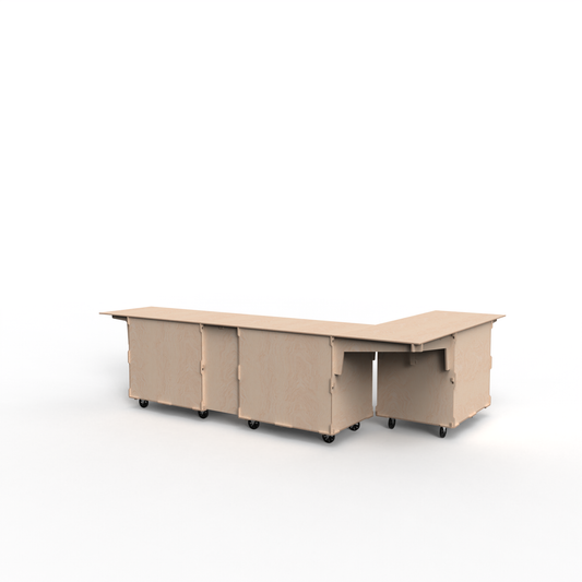 Open Corner Mobile Bar Setup – 3-Cart Modular Display Counter for Events & Pop-Ups