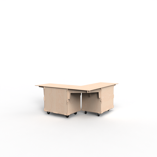 2-Cart L-Shaped Mobile Bar – Open Corner Modular Event Counter