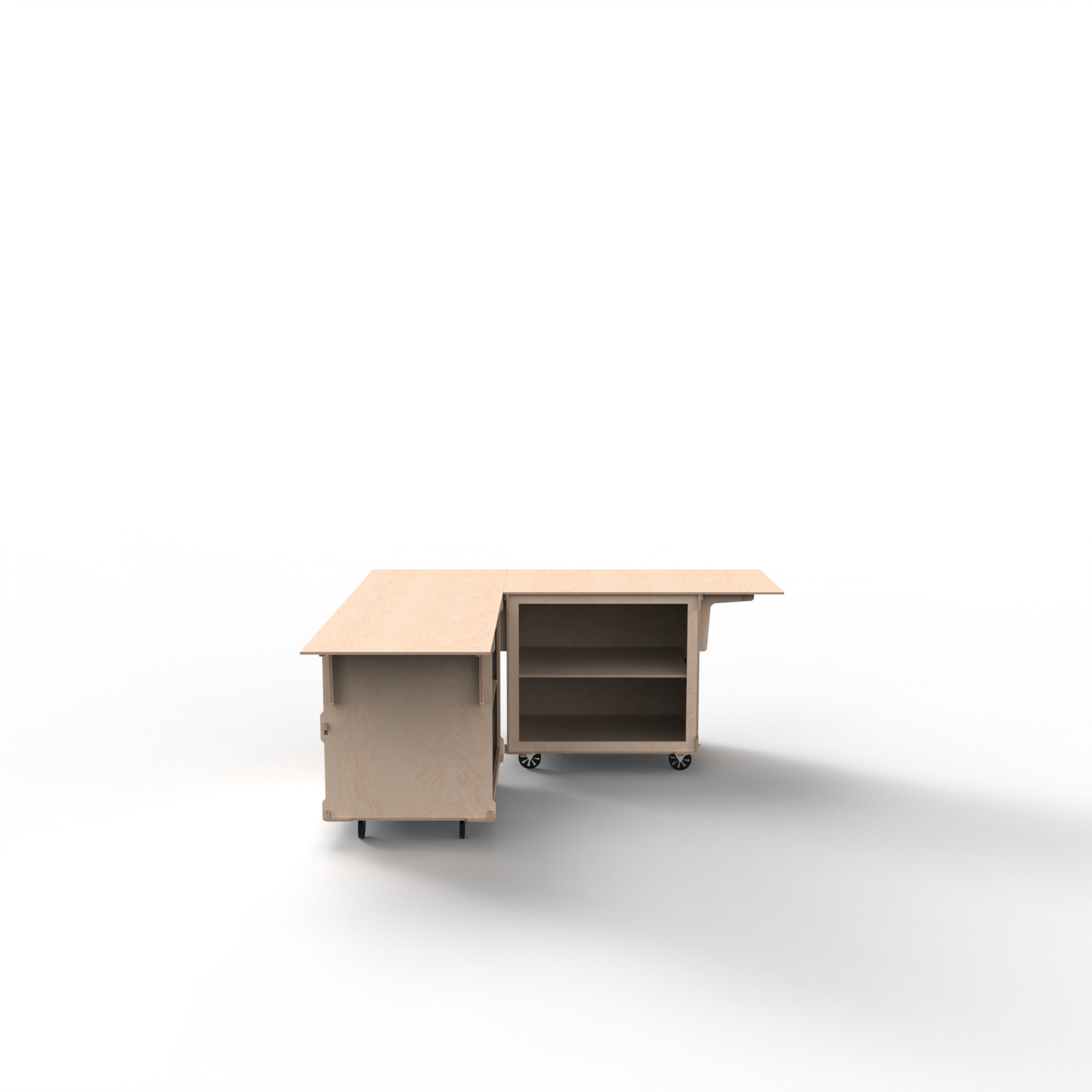 2-Cart L-Shaped Mobile Bar – Open Corner Modular Event Counter