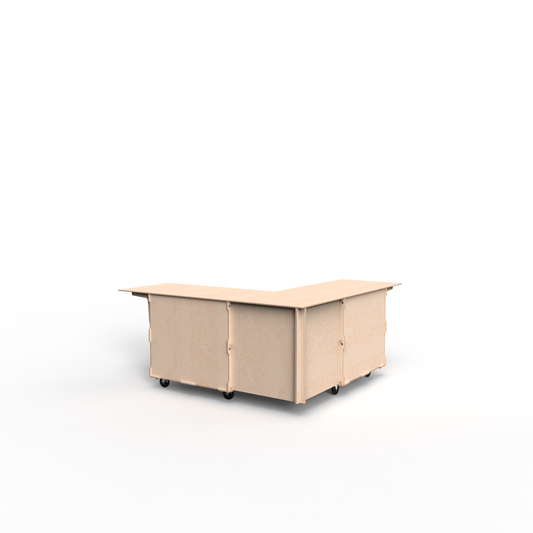 L-Shaped Mobile Cart System with Closed Corner – 2-Cart Modular Setup