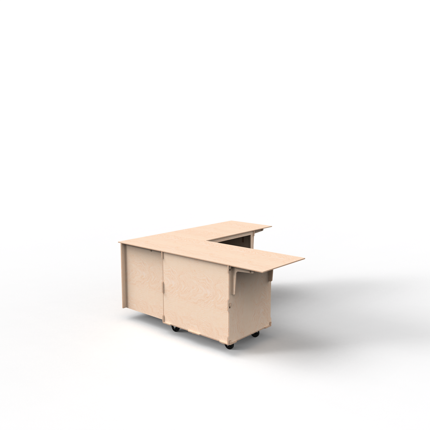 L-Shaped Mobile Cart System with Closed Corner – 2-Cart Modular Setup