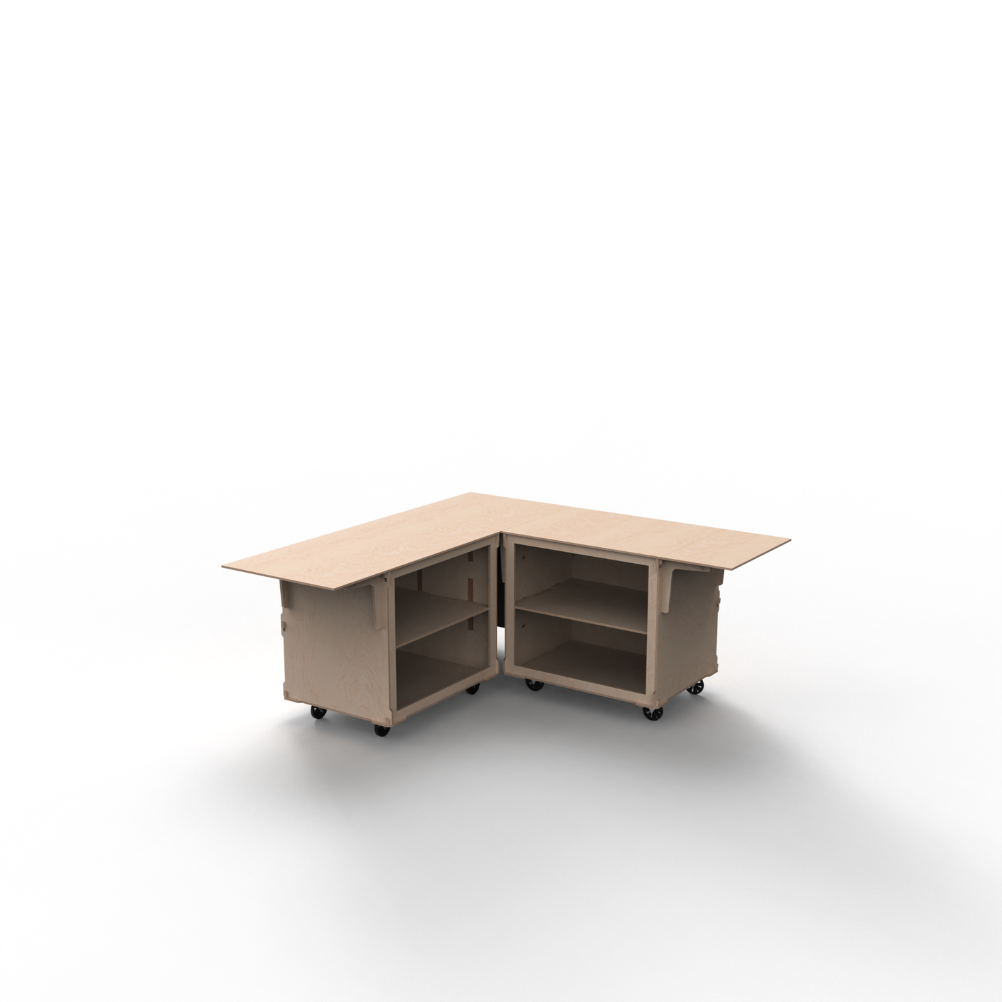 L-Shaped Mobile Cart System with Closed Corner – 2-Cart Modular Setup